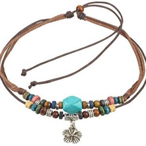 Ancient Tribe Adjustable Hemp Cords Wood Beads Beaded Choker Necklace