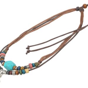 Ancient Tribe Adjustable Hemp Cords Wood Beads Beaded Choker Necklace