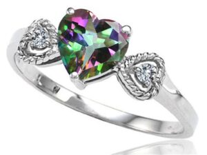 tommaso design genuine mystic topaz heart shape engagement promise ring 10 kt white gold size 6