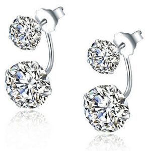 Infinite U 925 Sterling Silver Double Ball Earrings Jacket Front Back 2 in 1 Stud Earrings (A)