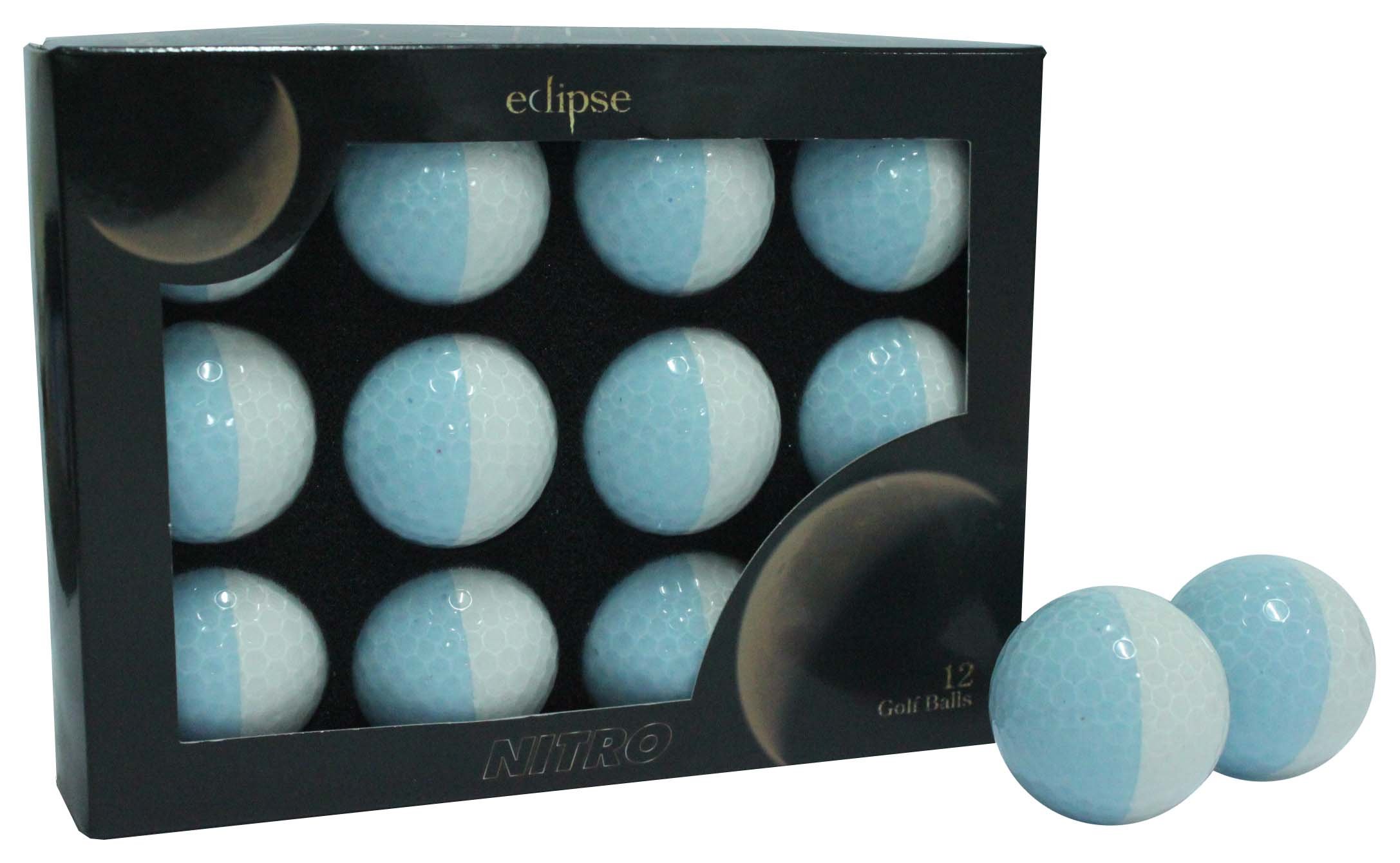 Nitro Eclipse Golf Balls, White/Light Blue