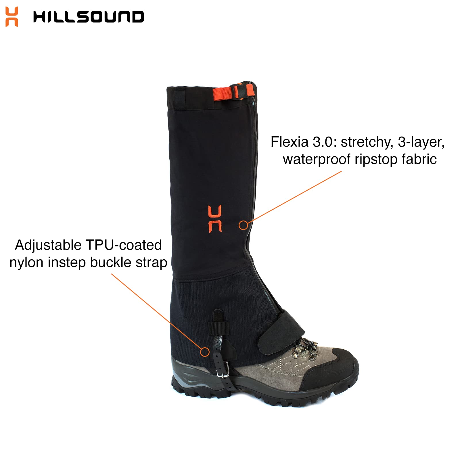 Hillsound Armadillo LT I Waterproof, Unisex, Breathable Gaiters for Year-Round Hiking, X-Large