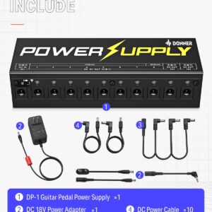 Donner DP-1 Guitar Power Supply 10 Isolated DC Output for 9V/12V/18V Effect Pedal