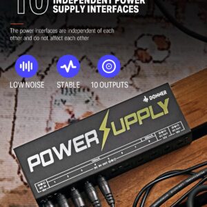 Donner DP-1 Guitar Power Supply 10 Isolated DC Output for 9V/12V/18V Effect Pedal