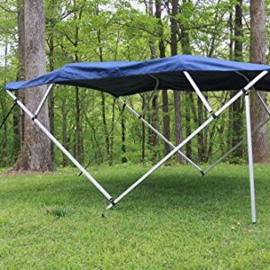 Vortex Direct Navy Blue Fabric Square Tube Frame 4 Box Bimini Top,10' Long, 97"-103" Wide, 54" Tall