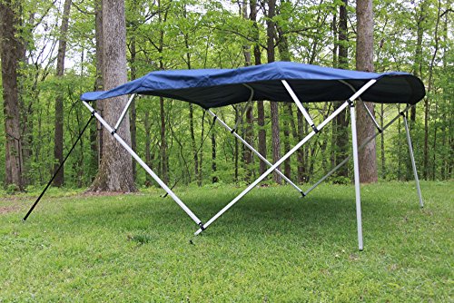 Vortex Direct Navy Blue Fabric Square Tube Frame 4 Box Bimini Top,10' Long, 97"-103" Wide, 54" Tall