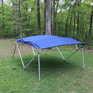 Vortex Direct Navy Blue Fabric Square Tube Frame 4 Box Bimini Top,10' Long, 97"-103" Wide, 54" Tall