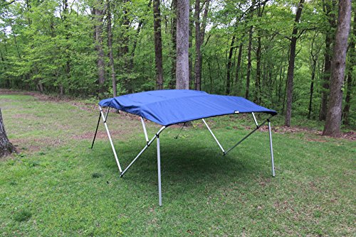 Vortex Direct Navy Blue Fabric Square Tube Frame 4 Box Bimini Top,10' Long, 97"-103" Wide, 54" Tall