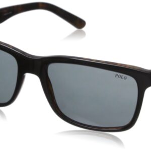 POLO RALPH LAUREN Mens PH4098 Square Sunglasses, Top Black On Jerry Tortoise/Grey, 57 mm