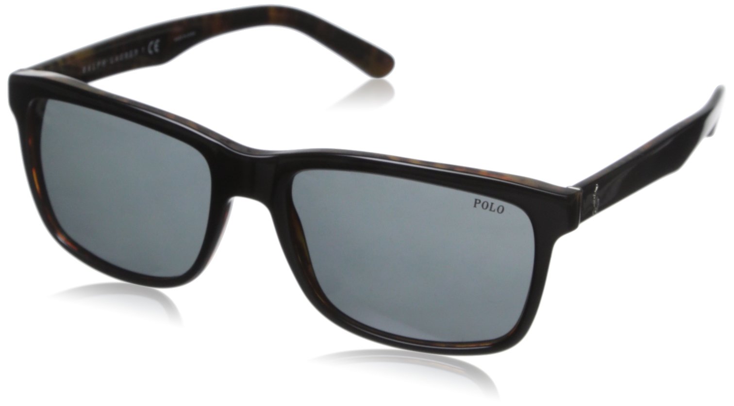 POLO RALPH LAUREN Mens PH4098 Square Sunglasses, Top Black On Jerry Tortoise/Grey, 57 mm