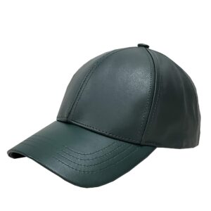 Emstate Genuine Cowhide Leather Unisex Adjustable Baseball Cap Made in USA (Hunter Green)