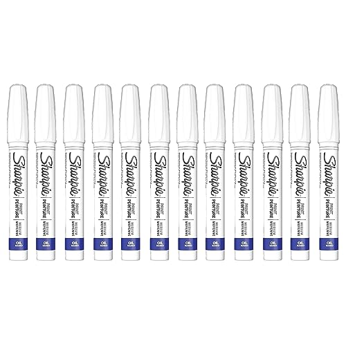 Sharpie Oil-Based Paint Marker, Medium Point, White Ink, Pack of 12