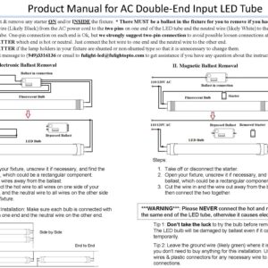 Fulight Type B & Clear T8 LED Tube Light - 2FT 24-Inch 10W (18W Equivalent), Daylight 6000K, F17T8, F18T8, F20T10, F20T12/CW, Double-End Powered, Clear Cover, 85-265VAC (Not a Plug-and-Play)