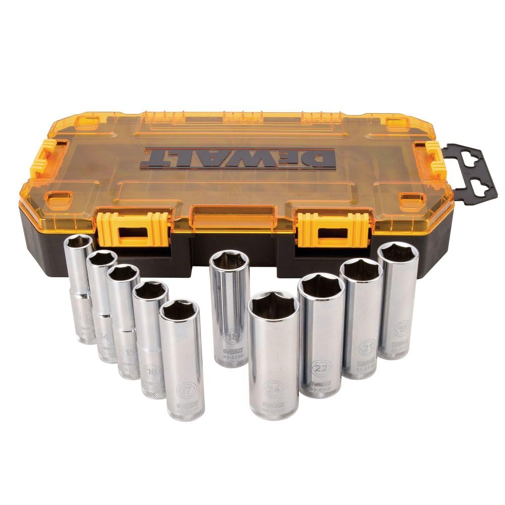 DEWALT DWMT73815 Metric Drive Deep Socket Set (10 Piece), 1/2"