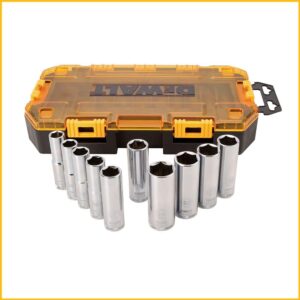 DEWALT DWMT73815 Metric Drive Deep Socket Set (10 Piece), 1/2"