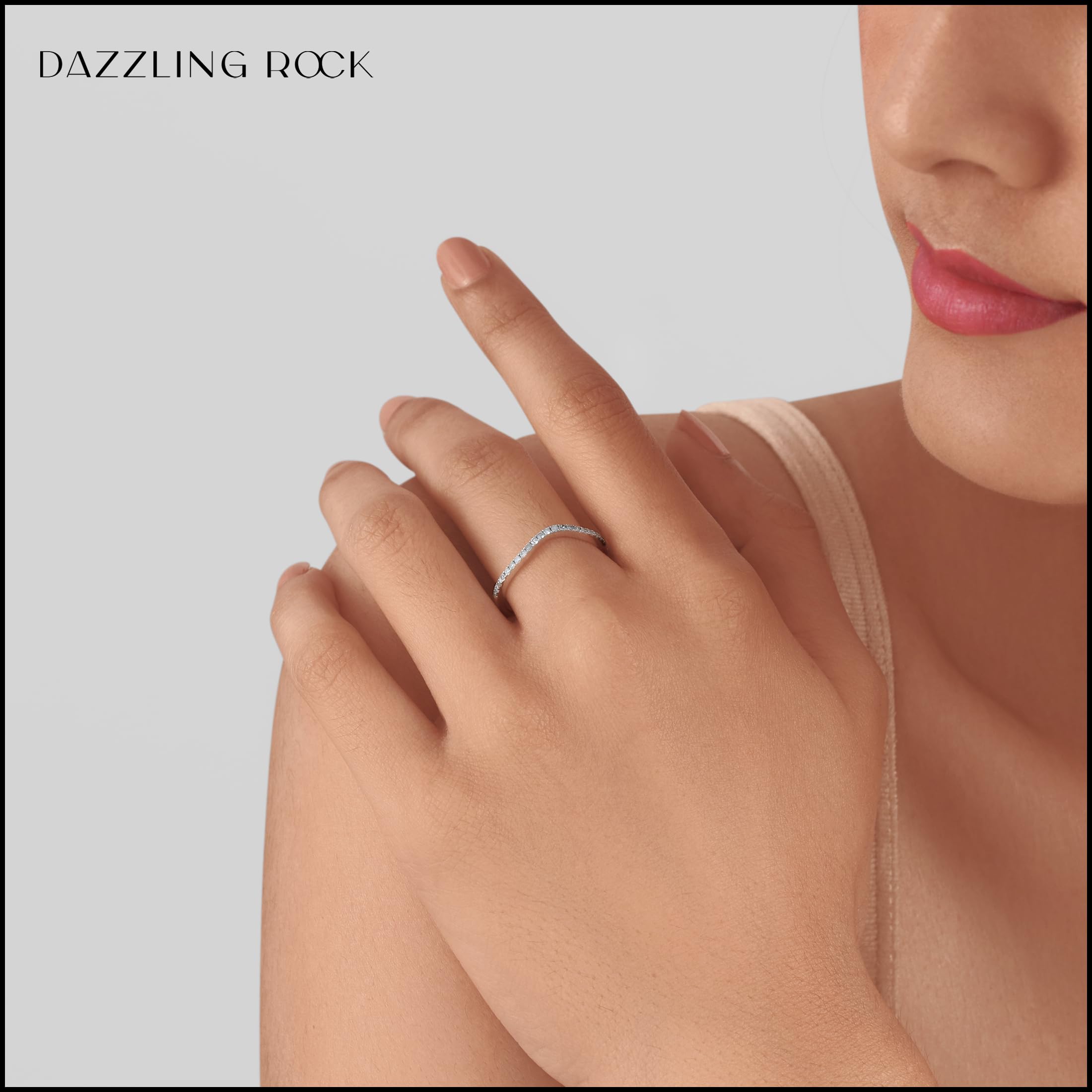 Dazzlingrock Collection 0.15 Carat (ctw) Round White Diamond Contour Wedding Ring Enhancer Guard Band for Her in 14K White Gold Size 8