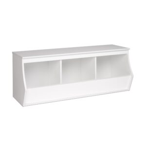 prepac monterey traditional stackable 3-bin storage cubby organizer, functional cube storage organizer 15.75" d x 46" w x 18" h, white, wusm-0003-1