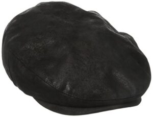 stetson men's weathered leather ivy cap, black, medium