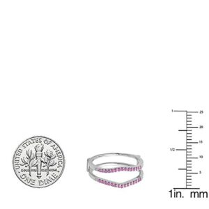 Dazzlingrock Collection Round Pink Sapphire Wedding Enhancer Guard Ring for Women in 14K White Gold, Size 6