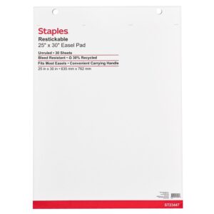 staples 958103 stickies easel pads 25-inch x 30-inch white 30 sheets/pad 2 pads/ct