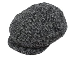 biddy murphy newsboy hat for men irish flat cap 100% wool tweed, herringbone, imported, large gray