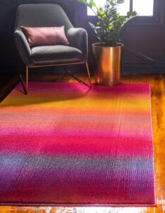 unique loom estrella collection, gradient, sunset, abstract, bright colors area rug, 5 x 8 ft, pink/gold