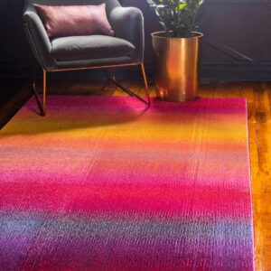 Unique Loom Estrella Collection, Gradient, Sunset, Abstract, Bright Colors Area Rug, 5 x 8 ft, Pink/Gold