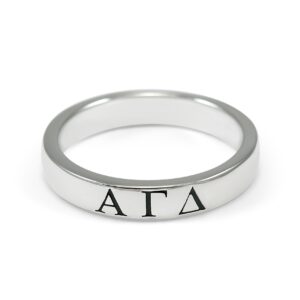 The Collegiate Standard Alpha Gamma Delta Sterling Silver Skinny Band Ring (8.0)