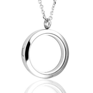 jovivi 30mm living floating memory glass locket necklace - stainless steel secure closure