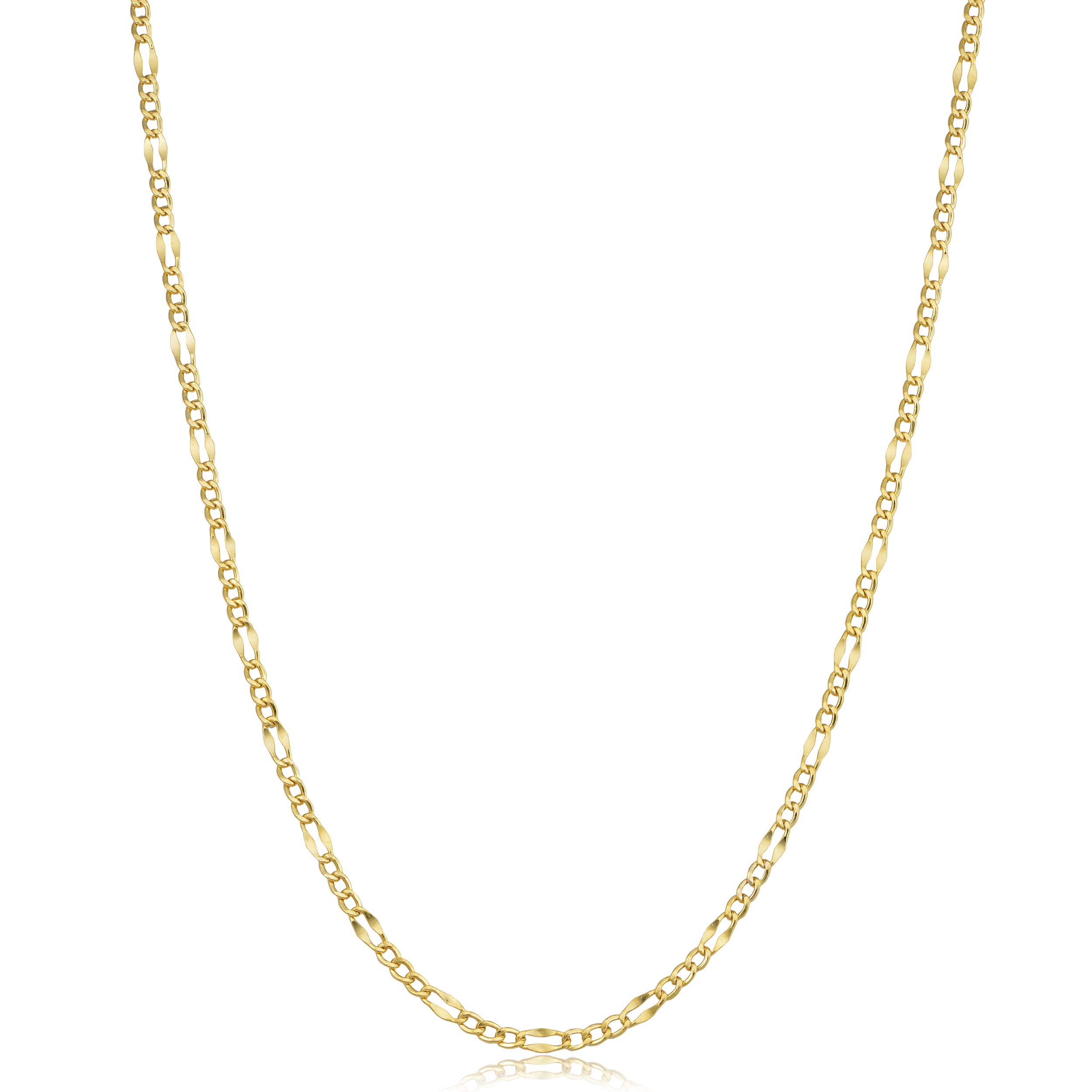 Kooljewelry 10k Solid Yellow Gold 2.3 mm Figaro Link Chain Necklace (20 inch)