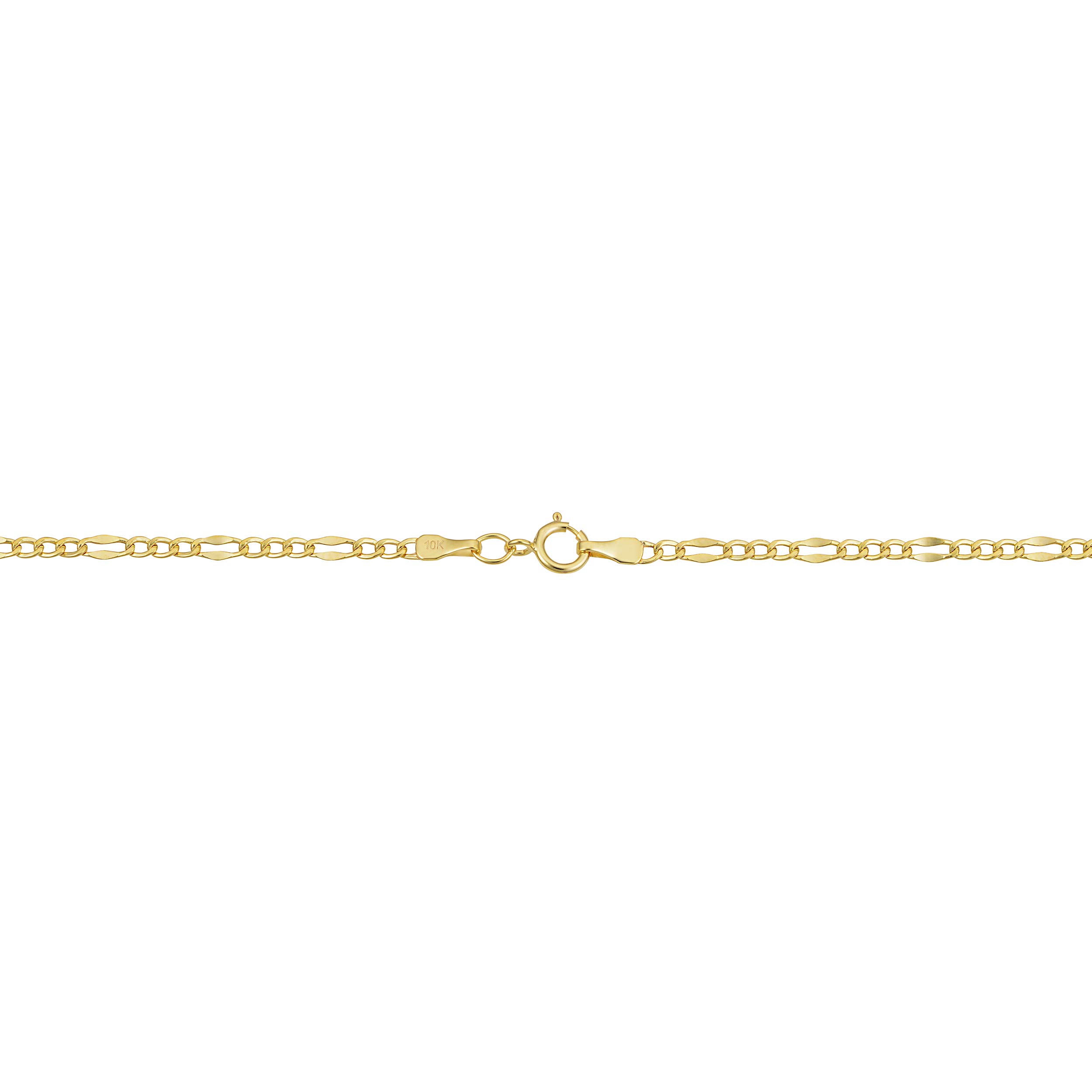 Kooljewelry 10k Solid Yellow Gold 2.3 mm Figaro Link Chain Necklace (20 inch)