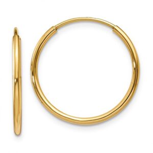 Medium 14k Yellow Gold Continuous Endless Hoop Earrings, 1.25mm Tube (19mm)