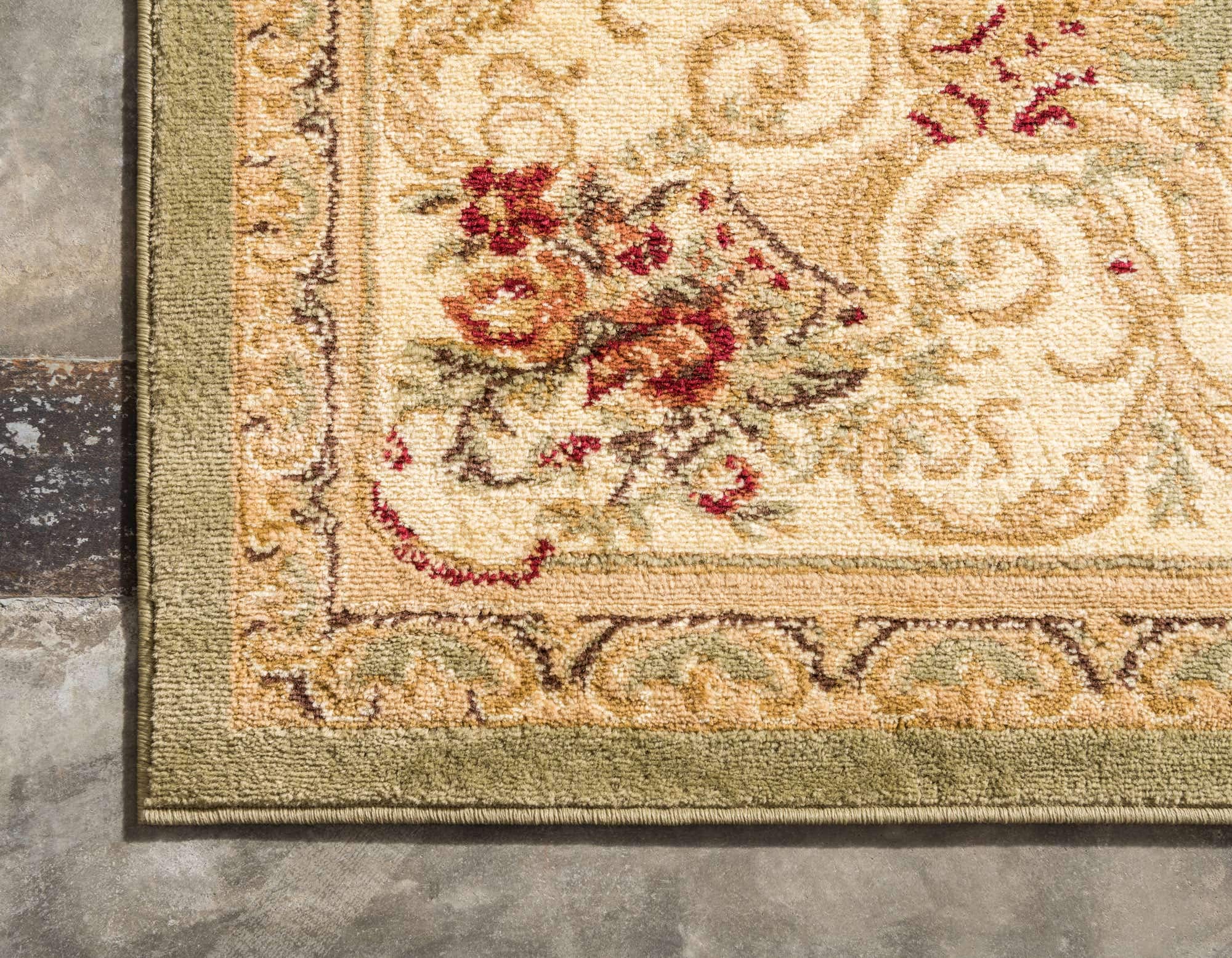 Unique Loom Versailles Collection Traditional Classic Floral Motif Area Rug (5' 0 x 8' 0 Rectangular, Green/ Ivory)