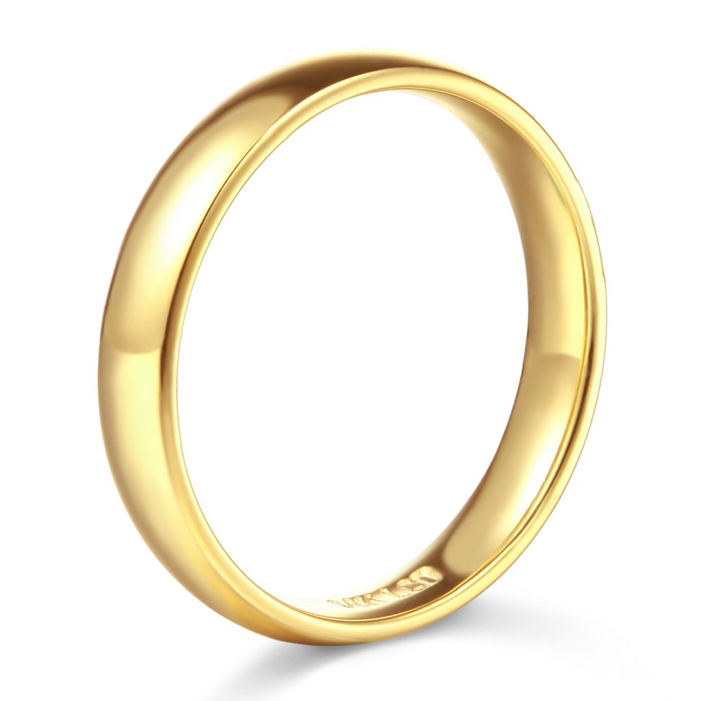 14k Yellow Gold 4mm Comfort FIT Plain Wedding Band - Size 8.5