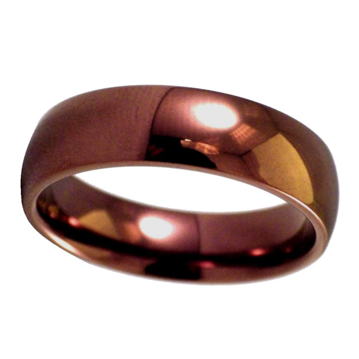 Fanntasy Forge Jewelry Dark Copper Ring Mens Womens Coffee Color Stainless Steel Wedding Band 6mm Size 3