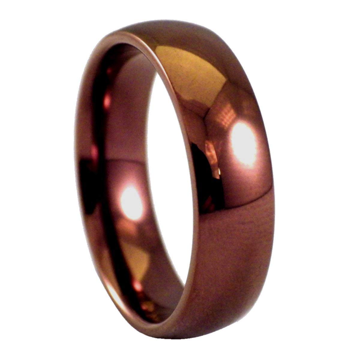 Fanntasy Forge Jewelry Dark Copper Ring Mens Womens Coffee Color Stainless Steel Wedding Band 6mm Size 3