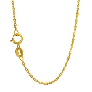 JewelStop 10k Solid Yellow Gold 1 mm Singapore Chain Necklace, Spring Ring Clasp - 20 Inches, 1gr.