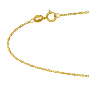 JewelStop 10k Solid Yellow Gold 1 mm Singapore Chain Necklace, Spring Ring Clasp - 20 Inches, 1gr.