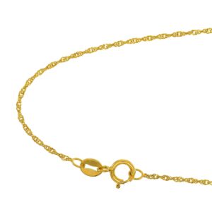 JewelStop 10k Solid Yellow Gold 1 mm Singapore Chain Necklace, Spring Ring Clasp - 20 Inches, 1gr.