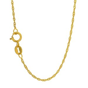 JewelStop 10k Solid Yellow Gold 1 mm Singapore Chain Necklace, Spring Ring Clasp - 20 Inches, 1gr.