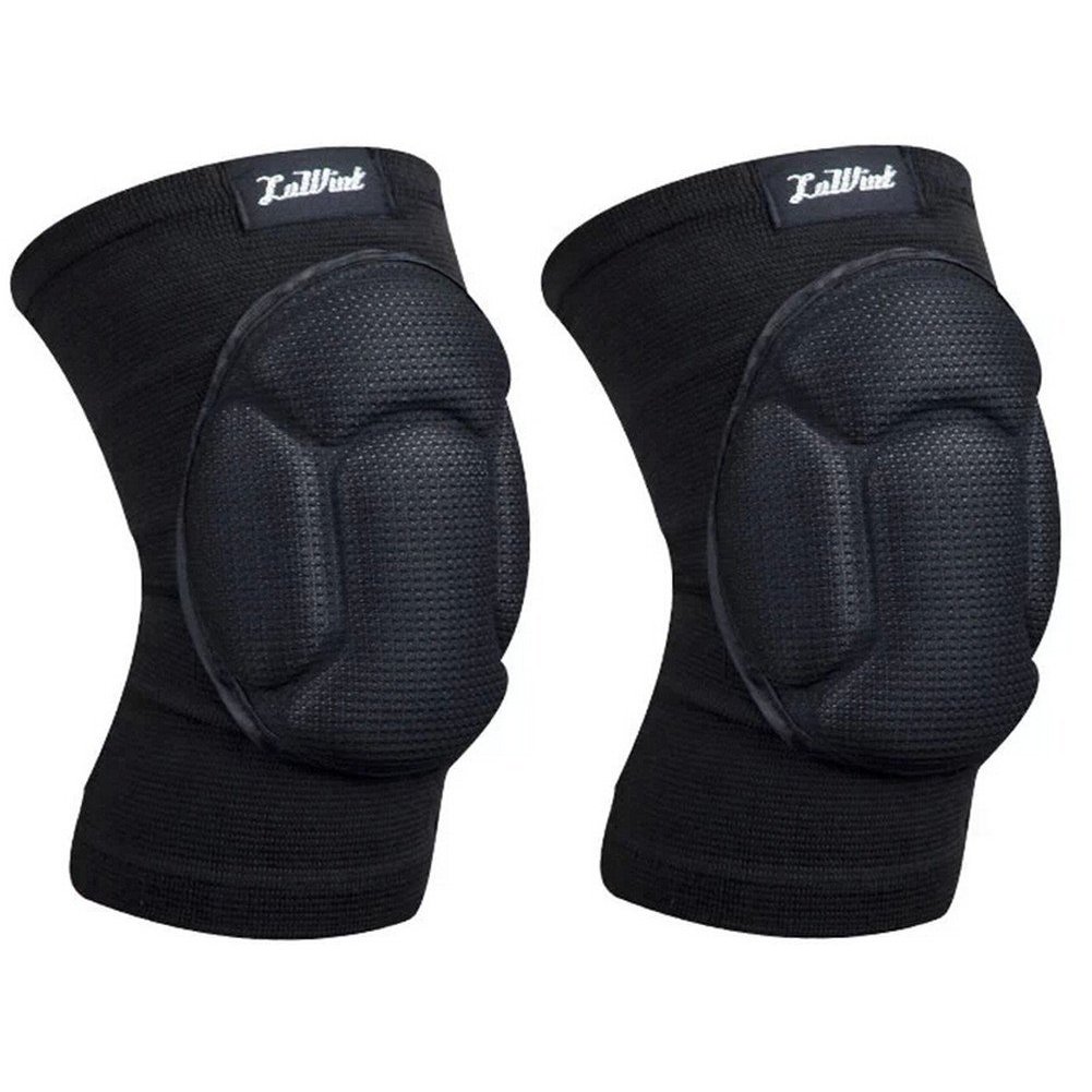 Luwint Protective Thick Sponge Knee Pads Knee Brace - High Elastic Non-Slip Basketball Volleyball Knee Sleeves Support for Gardening Weightlifting Running Gym Yoga, 1 Pair Unisex