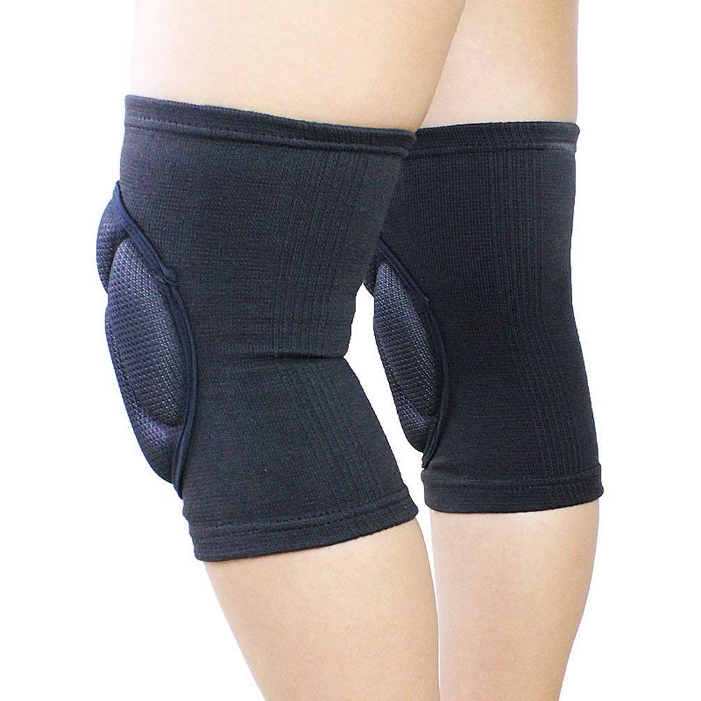 Luwint Protective Thick Sponge Knee Pads Knee Brace - High Elastic Non-Slip Basketball Volleyball Knee Sleeves Support for Gardening Weightlifting Running Gym Yoga, 1 Pair Unisex