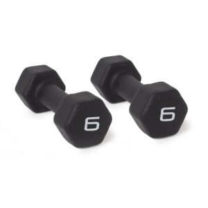 cap barbell black neoprene coated dumbbell, 6 lb pair