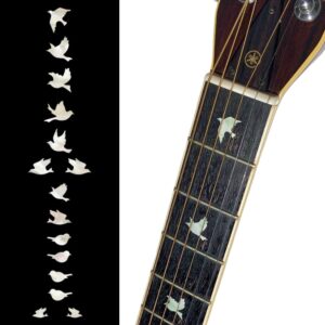 inlay sticker fret markers for guitars & bass - doves - white pearl