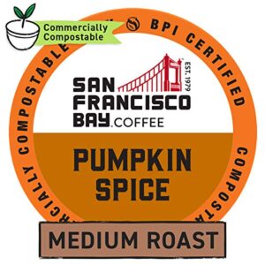 San Francisco Bay Compostable Coffee Pods - Pumpkin Spice (80 Ct) K Cup Compatible including Keurig 2.0, Flavored, Medium Roast