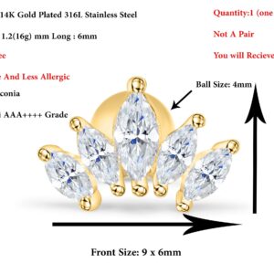 ONDAISY 14k Gold Plated Simulated Diamond Cz Heart Queen Bridal Mermaid Princess Crown Tiara Ear Studs Post Ball Earring Piercing For Women