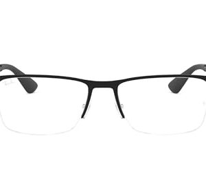 Ray-Ban RX6335 Rectangular Prescription Eyeglass Frames, Matte Black/Demo Lens, 56 mm