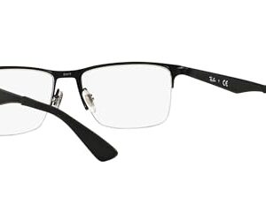 Ray-Ban RX6335 Rectangular Prescription Eyeglass Frames, Matte Black/Demo Lens, 56 mm