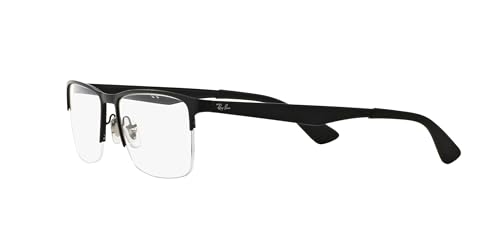 Ray-Ban RX6335 Rectangular Prescription Eyeglass Frames, Matte Black/Demo Lens, 56 mm