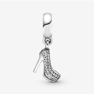 PANDORA Jewelry Pave Stiletto Shoe Dangle Cubic Zirconia Charm in Sterling Silver